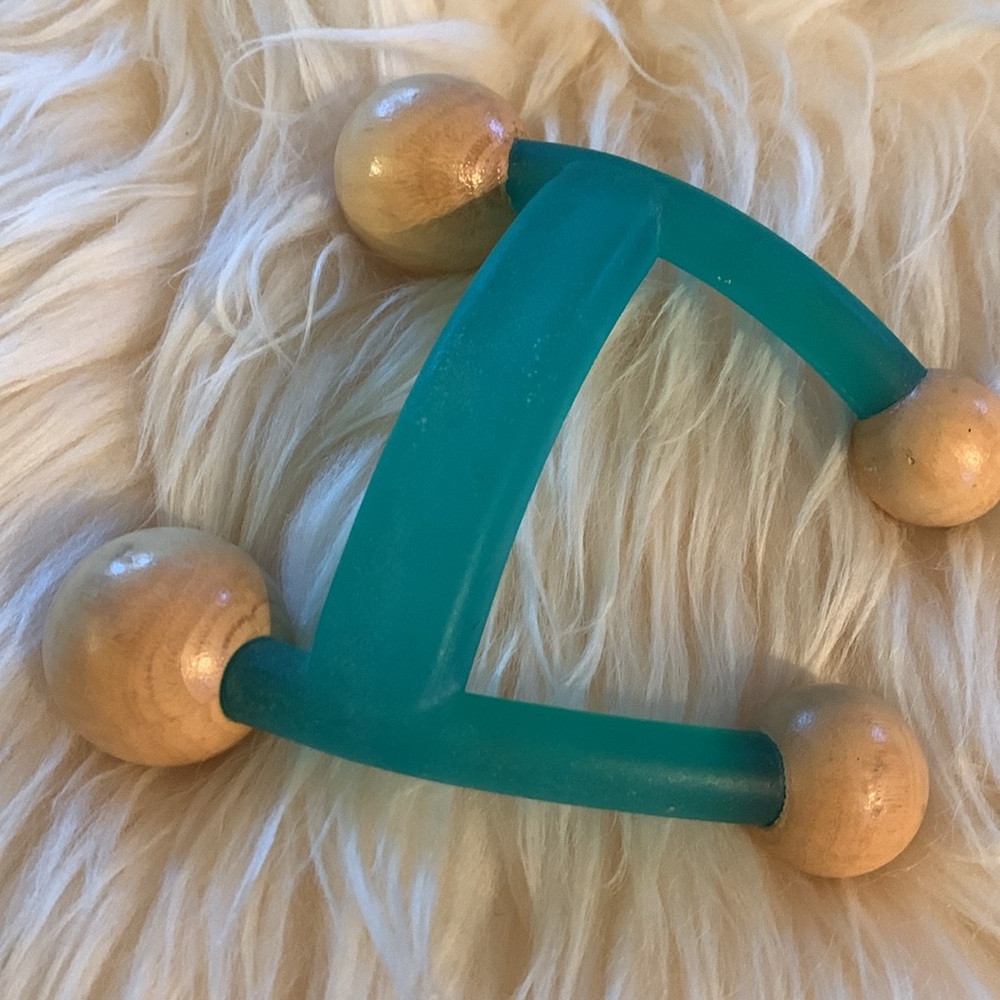 4 point Teal and Wood Handheld Massager